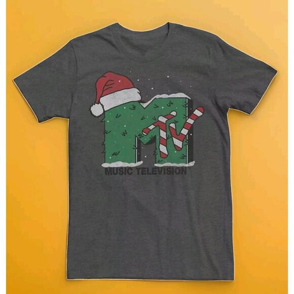 MTV Christmas Mens T Shirt Large NWT A116 Excellent Music Television - Picture 2 of 4